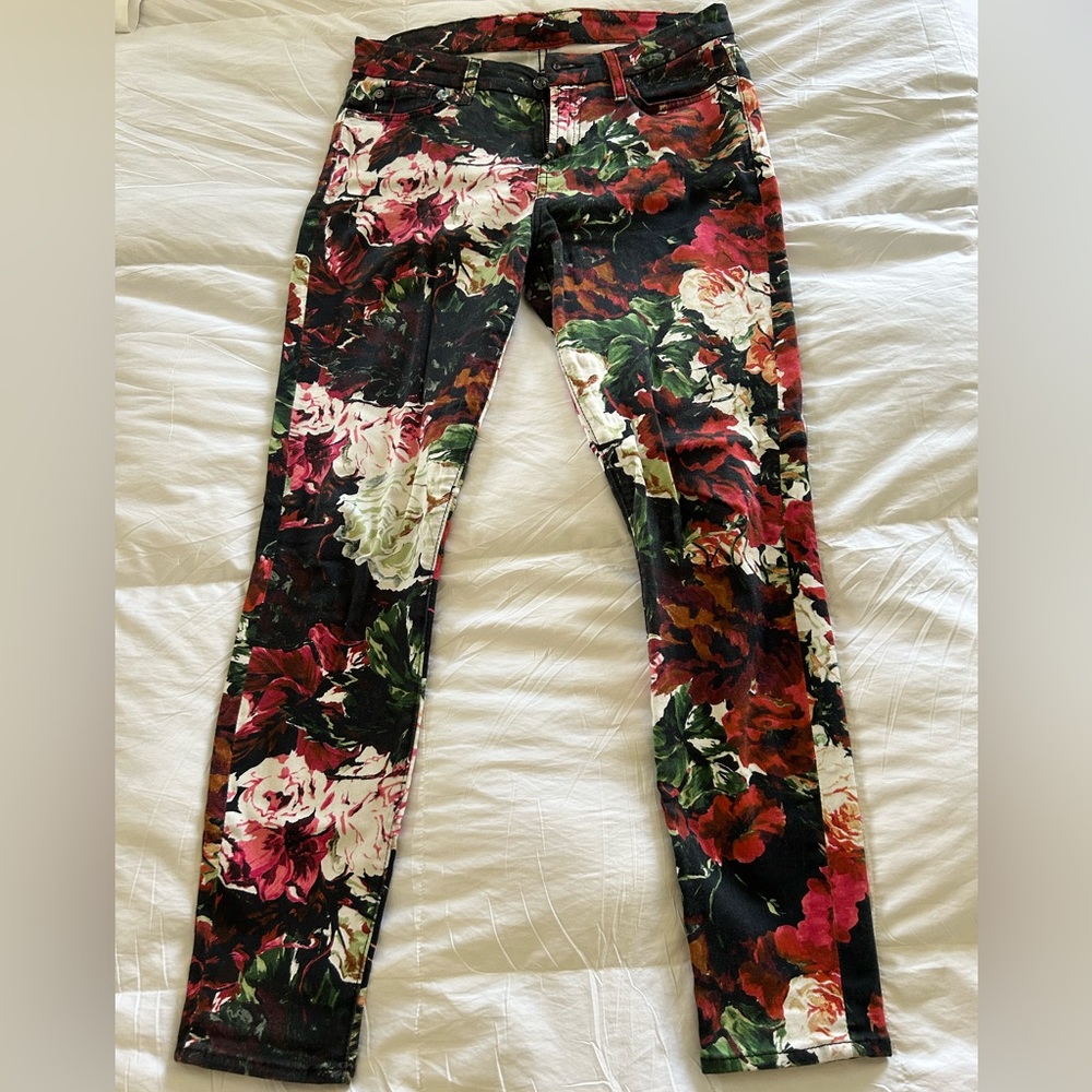 7 for All Mankind floral skinny jeans